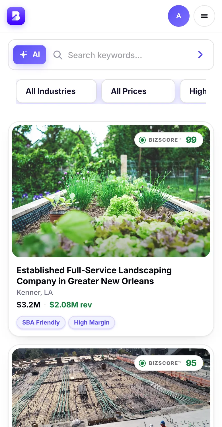 BizHunt marketplace on a phone